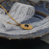 Vintage Court Embossed Sandstone Necklace Pendant Long Sweater Chain