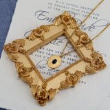 Vintage Court Embossed Sandstone Necklace Pendant Long Sweater Chain