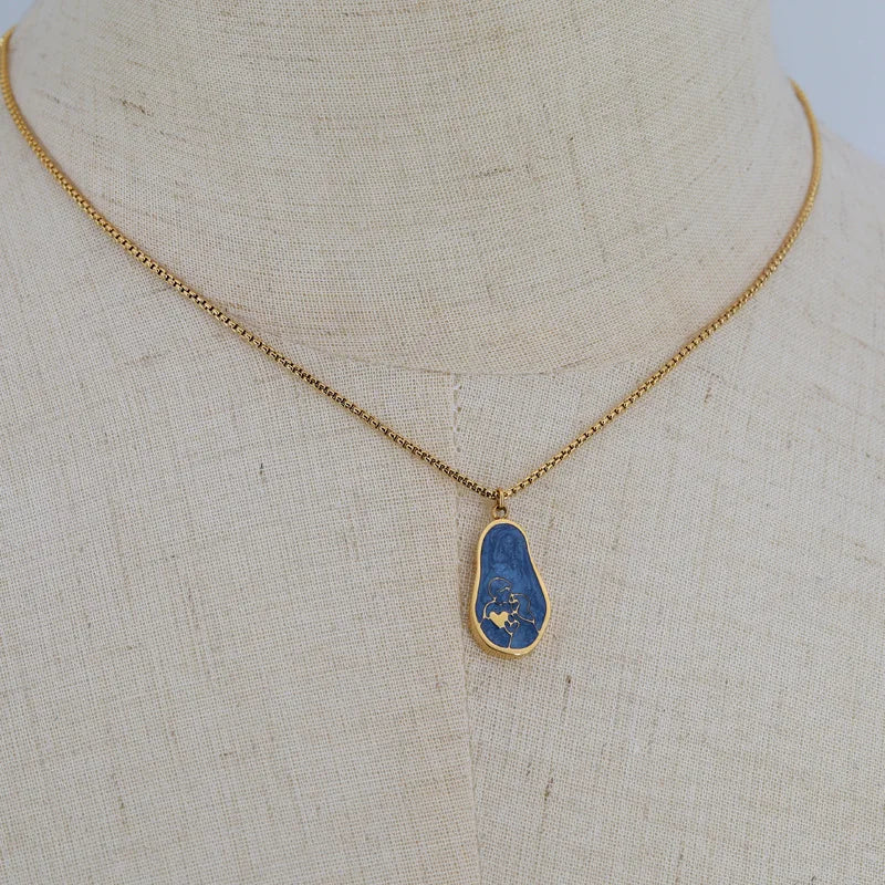 Vintage Enamel Glaze Heart Pendant Necklace Jewelry