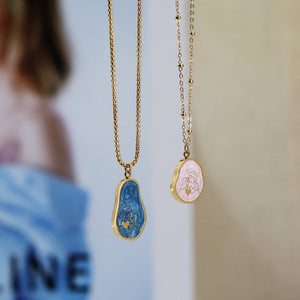 Vintage Enamel Glaze Heart Pendant Necklace Jewelry