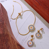 Vintage Oil Drop Enamel Daisy Set for Family Jewelry