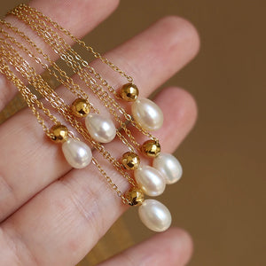 Vintage Perfume Bottle Pearl Chain Necklace Pendant