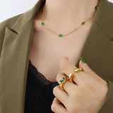 Vintage Light Green Zircon Necklace Clavicle Chain Pendant