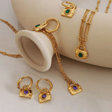 18K Vintage Zircon Jewelry Set - Necklace Earrings