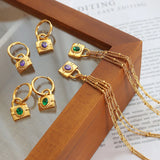 18K Vintage Zircon Jewelry Set - Necklace Earrings