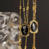 Vintage Magic Mirror Rose Flower Pendant Necklace