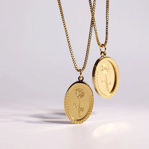 Vintage Rose Double Layer Pendant Necklace with Box Chain