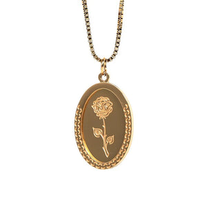 Vintage Rose Double Layer Pendant Necklace with Box Chain