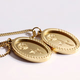 Vintage Rose Double Layer Pendant Necklace with Box Chain