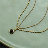 Vintage Rice Beads Double Layer Necklace Natural Stone Agate Clavicle Chain