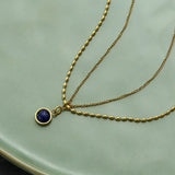 Vintage Rice Beads Double Layer Necklace Natural Stone Agate Clavicle Chain