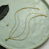 Vintage Rice Beads Double Layer Necklace Natural Stone Agate Clavicle Chain