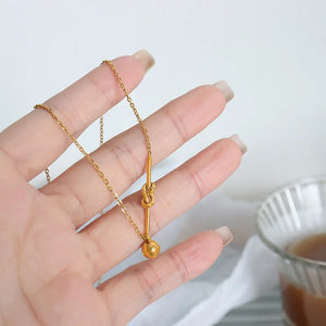 Vintage Romantic Delicate Jewelry Geometric Steel Ball Tassel Necklace