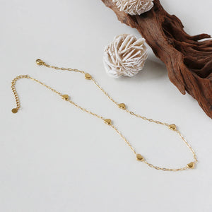 Vintage 18K Seven Love Heart Chain Necklace