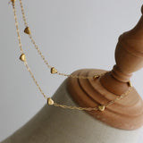 Vintage 18K Seven Love Heart Chain Necklace