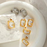 Vintage Square Enamel Cloud Glaze Earrings