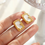 Vintage Square Enamel Cloud Glaze Earrings