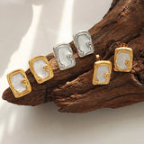 Vintage Square Enamel Cloud Glaze Earrings