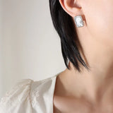 Vintage Square Enamel Cloud Glaze Earrings
