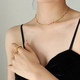 Vintage Stacked Yellow Shell Choker Necklace