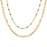 Vintage Stacked Yellow Shell Choker Necklace
