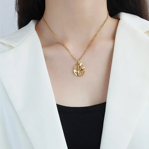 Vintage Tulip Flower Pendant Necklace for Women