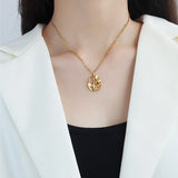 Vintage Tulip Flower Pendant Necklace for Women