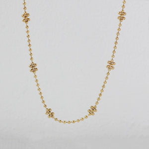 18K Wave Beads Chain Snowflake Rice Beads Clavicle Necklace