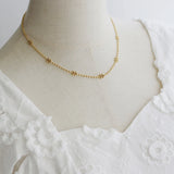 18K Wave Beads Chain Snowflake Rice Beads Clavicle Necklace