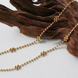18K Wave Beads Chain Snowflake Rice Beads Clavicle Necklace