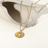 18K Shell Star Moon Sun Pendant Necklace Zircon Sweater Chain Jewelry