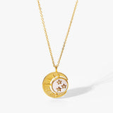 18K Shell Star Moon Sun Pendant Necklace Zircon Sweater Chain Jewelry