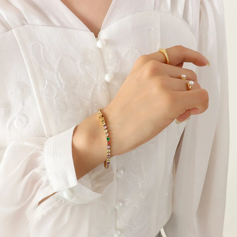 Colorful Micro Pave Zircon Wrap Bracelet Bangle