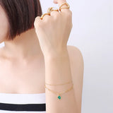 18K Light Green Chain Bracelet for Friend Gift Jewelry