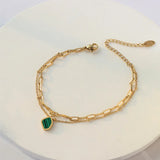 18K Light Green Chain Bracelet for Friend Gift Jewelry