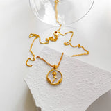 18K Vintage Enamel Drop Oil Rose Necklace Pendant