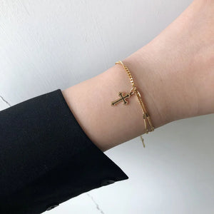 Baroque Beaded Cross Necklace Flat Stitching Starlight Chain Bracelet