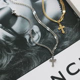 Baroque Beaded Cross Necklace Flat Stitching Starlight Chain Bracelet
