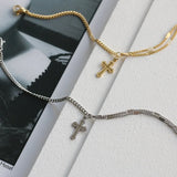 Baroque Beaded Cross Necklace Flat Stitching Starlight Chain Bracelet