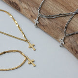 Baroque Beaded Cross Necklace Flat Stitching Starlight Chain Bracelet