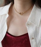 Branch Texture Love Heart Choker Necklace Bead Chain Set