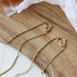 Branch Texture Love Heart Choker Necklace Bead Chain Set