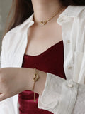 Branch Texture Love Heart Choker Necklace Bead Chain Set