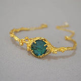 18K Colorful Glass Crystal Bracelet Bangles Retro Open Bracelet