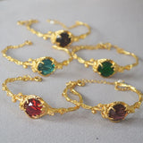 18K Colorful Glass Crystal Bracelet Bangles Retro Open Bracelet