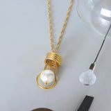 18k Freshwater Pearl Bulb Pendant Necklace for Women