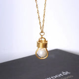 18k Freshwater Pearl Bulb Pendant Necklace for Women