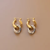 18k Heavy Chain Dangle Earrings Geometric Drop Earrings For Women