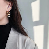 18k Heavy Chain Dangle Earrings Geometric Drop Earrings For Women