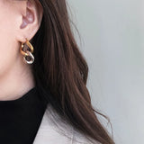 18k Heavy Chain Dangle Earrings Geometric Drop Earrings For Women